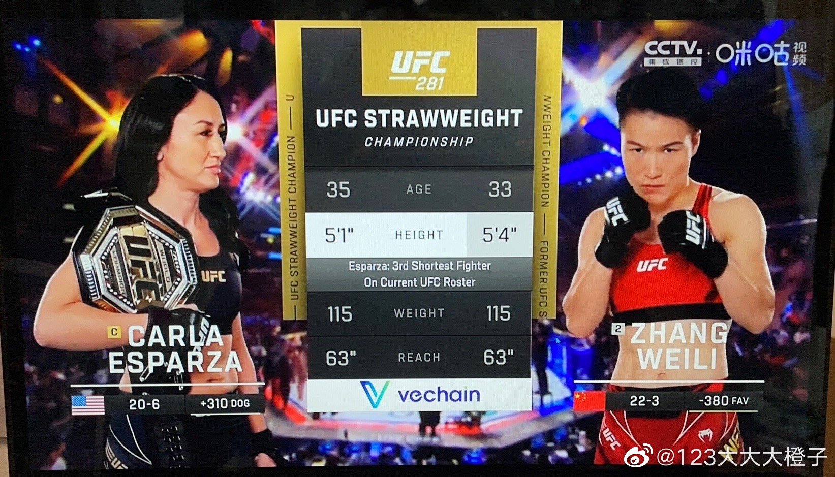 张伟丽UFC冠军战加油